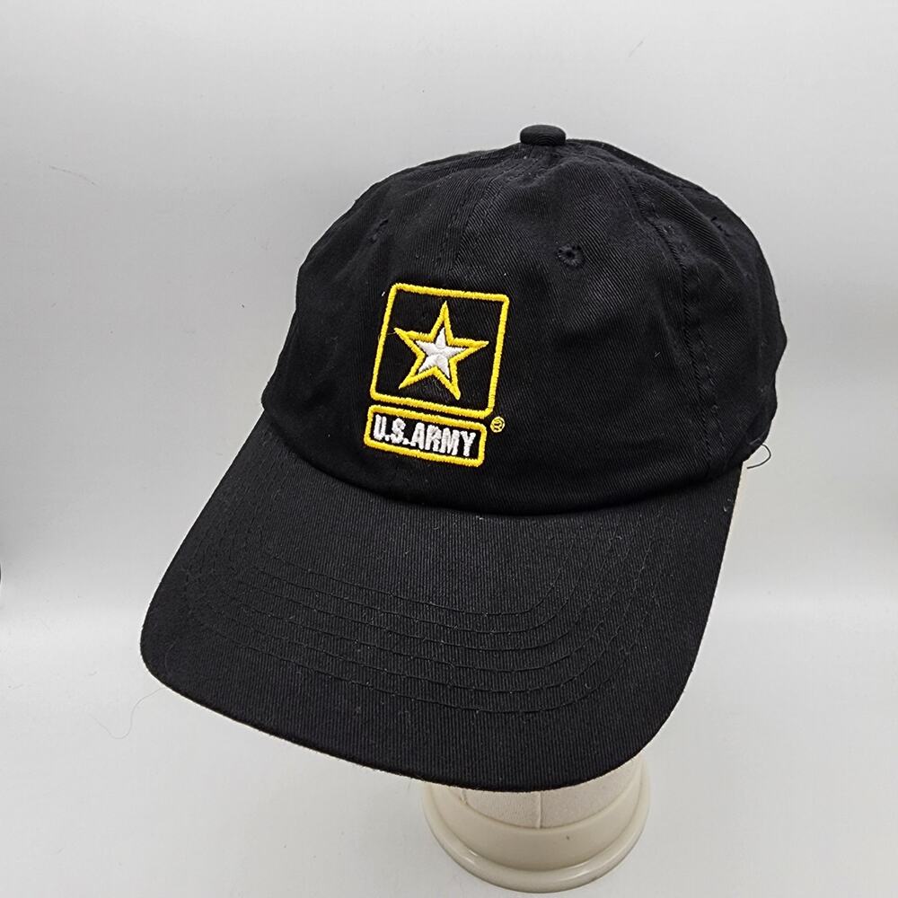 Vintage US Army Hat Baseball Cap Black Embroidered Star Logo Adjustable USA